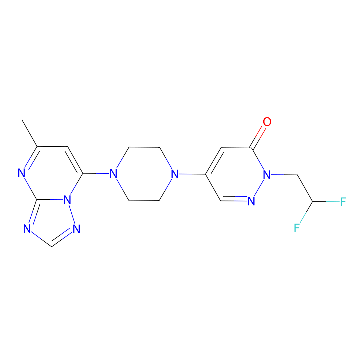2-(2,2-Difluoroethyl)-5-(4-{5-methyl-[1,2,4]triazolo[1,5-a]pyrimidin-7-yl}piperazin-1-yl)-2,3-dihydropyridazin-3-one molecular structure, CAS 3030783-01-5