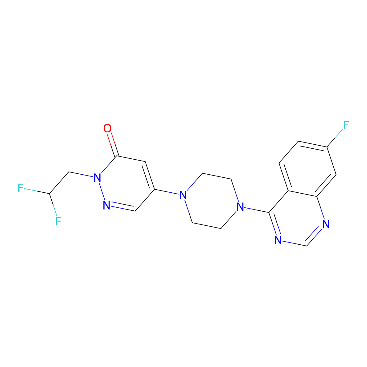2-(2,2-Difluoroethyl)-5-[4-(7-fluoroquinazolin-4-yl)piperazin-1-yl]-2,3-dihydropyridazin-3-one molecular structure, CAS 3030783-04-8