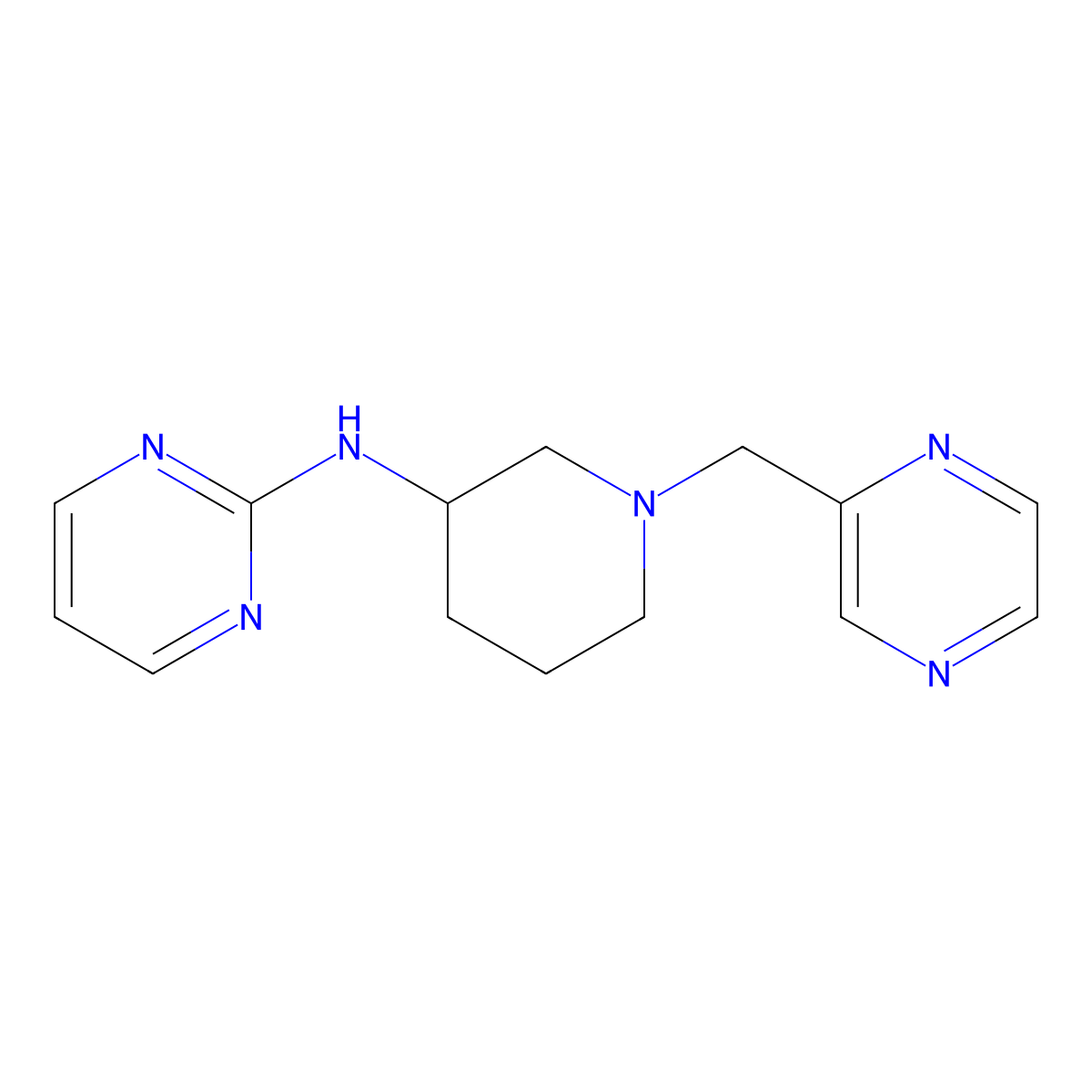 N-{1-[(pyrazin-2-yl)methyl]piperidin-3-yl}pyrimidin-2-amine molecular structure, CAS 3030783-23-1