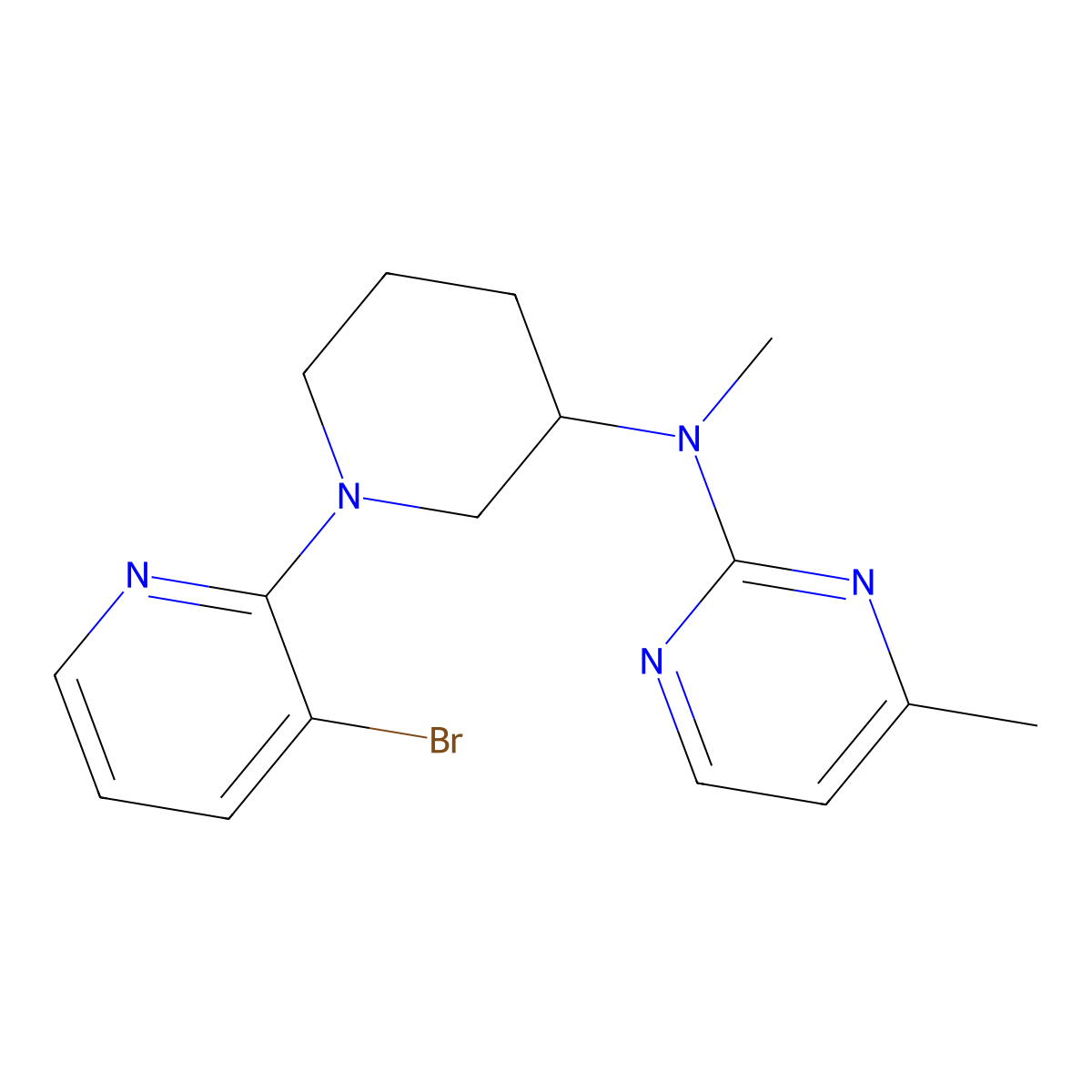 N-[1-(3-bromo-2-pyridinyl)piperidin-3-yl]-N,4-dimethylpyrimidin-2-amine molecular structure, CAS 3030783-29-7