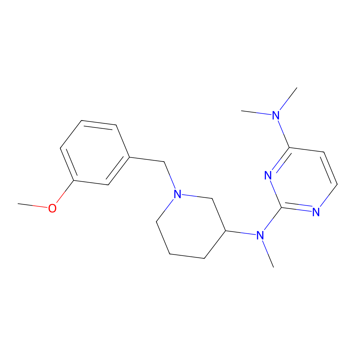N2-{1-[(3-methoxyphenyl)methyl]piperidin-3-yl}-N2,N4,N4-trimethylpyrimidine-2,4-diamine molecular structure, CAS 3030783-35-5