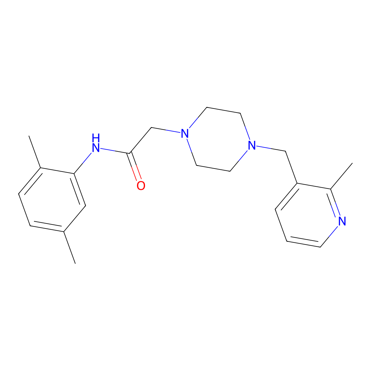N-(2,5-dimethylphenyl)-2-{4-[(2-methylpyridin-3-yl)methyl]piperazin-1-yl}acetamide molecular structure, CAS 3030783-49-1