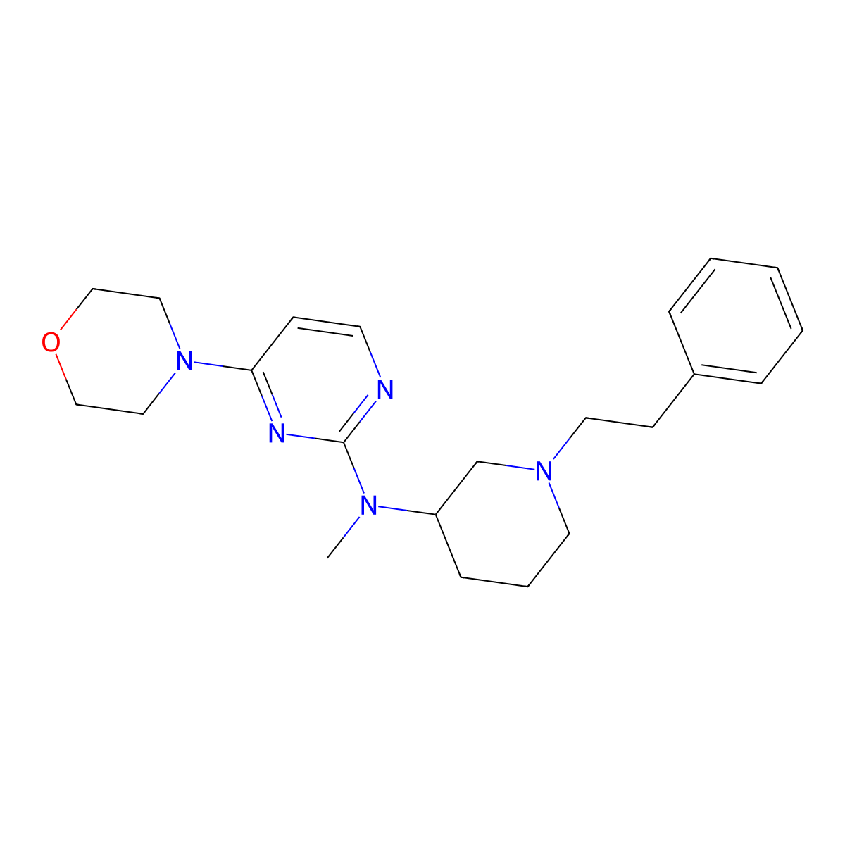 N-methyl-4-(morpholin-4-yl)-N-[1-(2-phenylethyl)piperidin-3-yl]pyrimidin-2-amine molecular structure, CAS 3030783-51-5