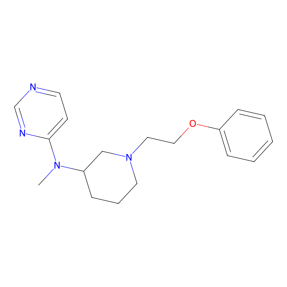 N-methyl-N-[1-(2-phenoxyethyl)piperidin-3-yl]pyrimidin-4-amine molecular structure, CAS 3030783-54-8