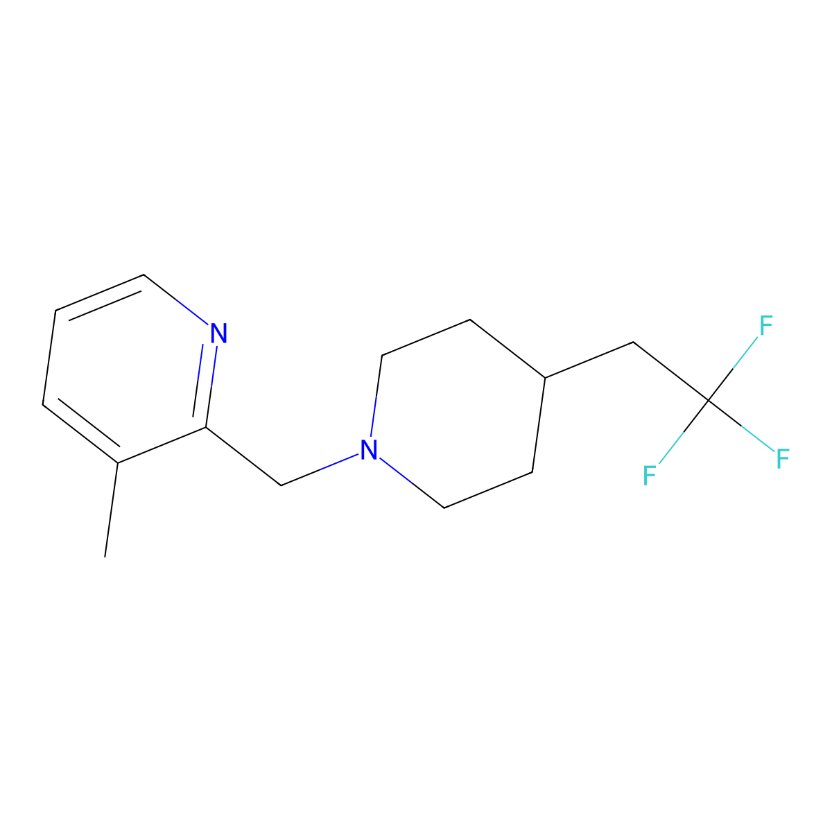 3-Methyl-2-{[4-(2,2,2-trifluoroethyl)piperidin-1-yl]methyl}pyridine molecular structure, CAS 3030783-55-9