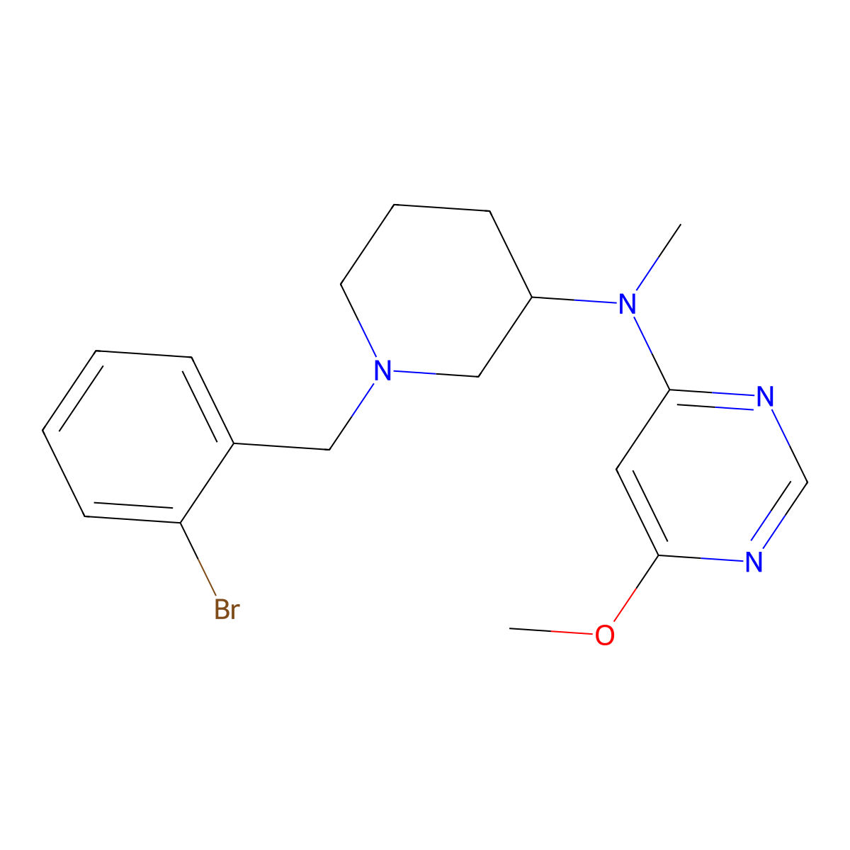 N-{1-[(2-bromophenyl)methyl]piperidin-3-yl}-6-methoxy-N-methylpyrimidin-4-amine molecular structure, CAS 3030783-59-3