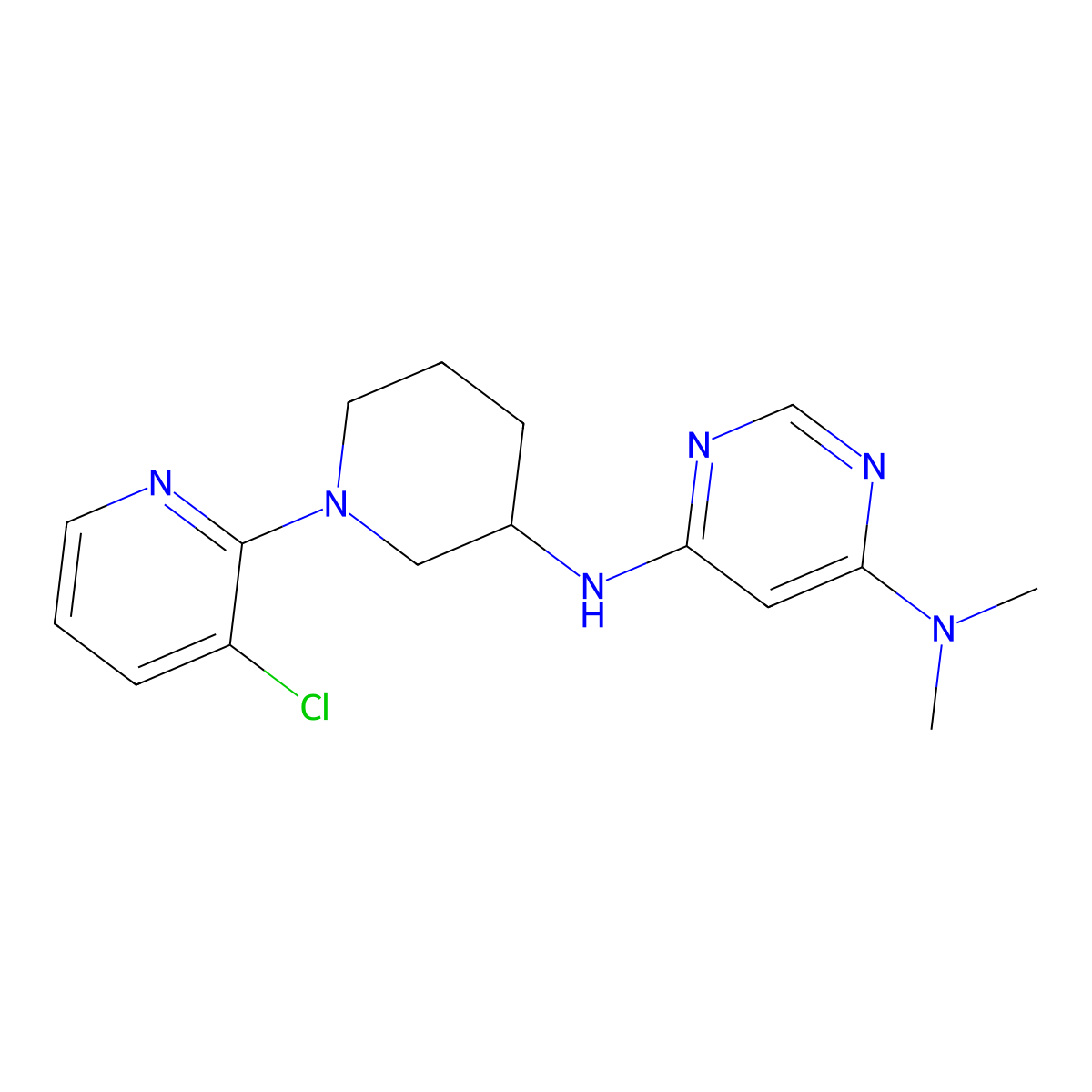 N6-[1-(3-chloropyridin-2-yl)piperidin-3-yl]-N4,N4-dimethylpyrimidine-4,6-diamine molecular structure, CAS 3030783-61-7