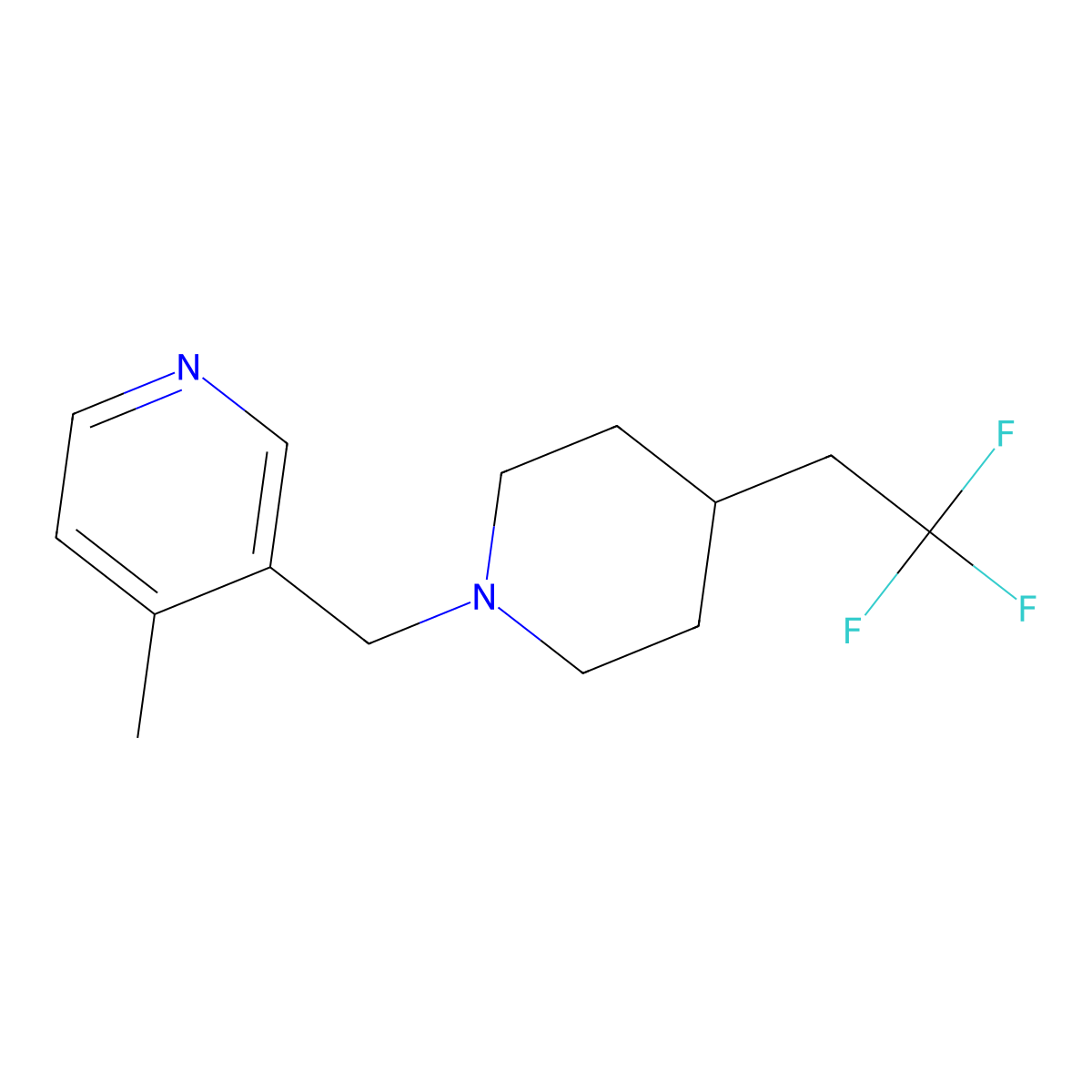 4-Methyl-3-{[4-(2,2,2-trifluoroethyl)piperidin-1-yl]methyl}pyridine molecular structure, CAS 3030783-62-8
