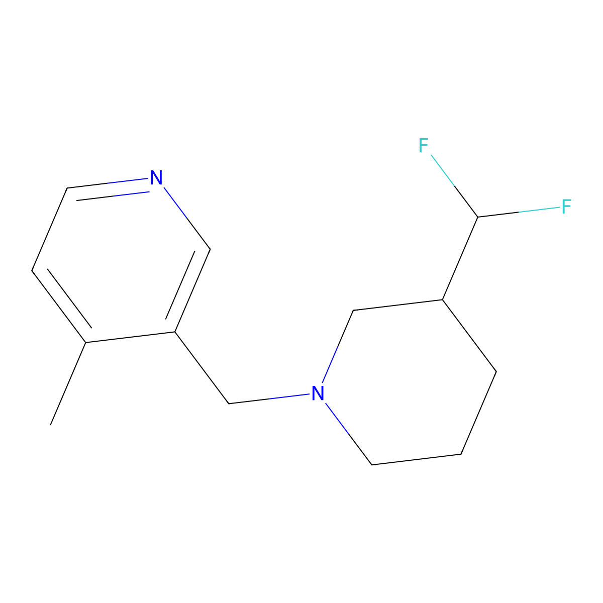 3-{[3-(Difluoromethyl)piperidin-1-yl]methyl}-4-methylpyridine molecular structure, CAS 3030783-65-1