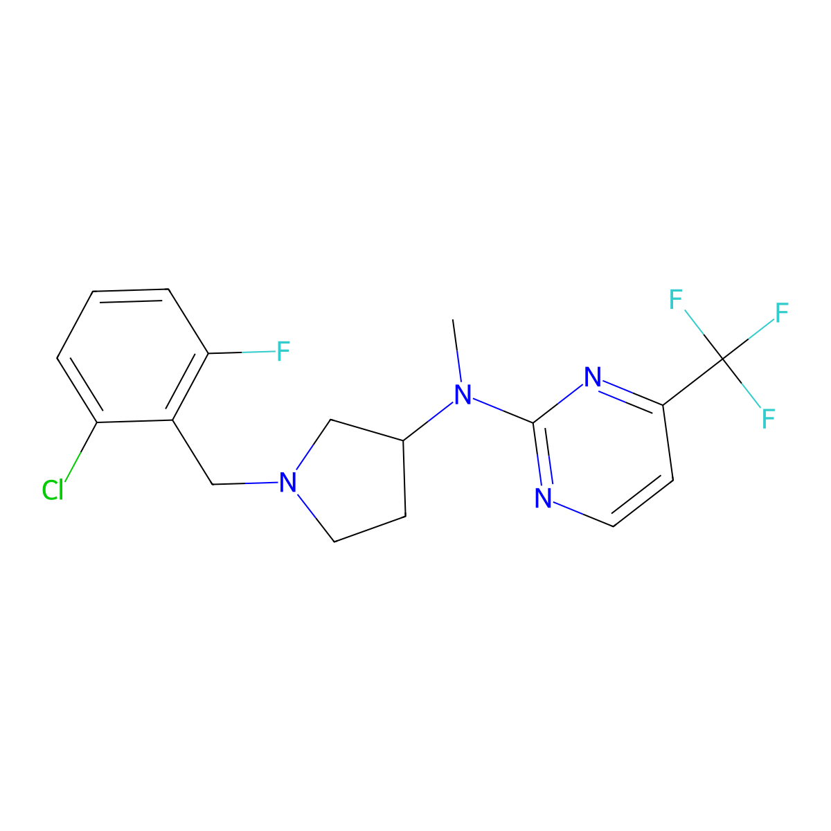 N-{1-[(2-chloro-6-fluorophenyl)methyl]pyrrolidin-3-yl}-N-methyl-4-(trifluoromethyl)pyrimidin-2-amine molecular structure, CAS 3030783-70-8