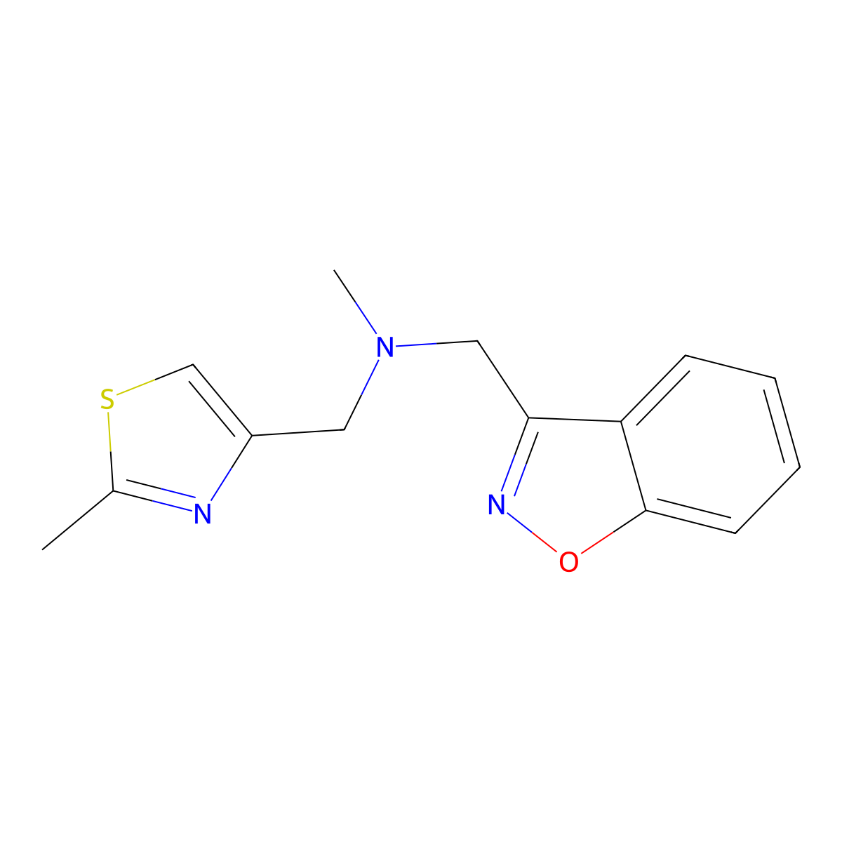 [(1,2-Benzoxazol-3-yl)methyl](methyl)[(2-methyl-1,3-thiazol-4-yl)methyl]amine molecular structure, CAS 3030783-74-2