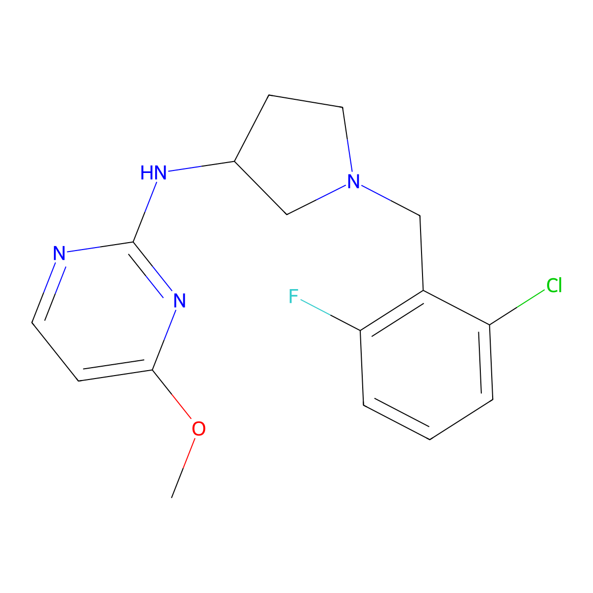 N-{1-[(2-chloro-6-fluorophenyl)methyl]pyrrolidin-3-yl}-4-methoxypyrimidin-2-amine molecular structure, CAS 3030783-76-4