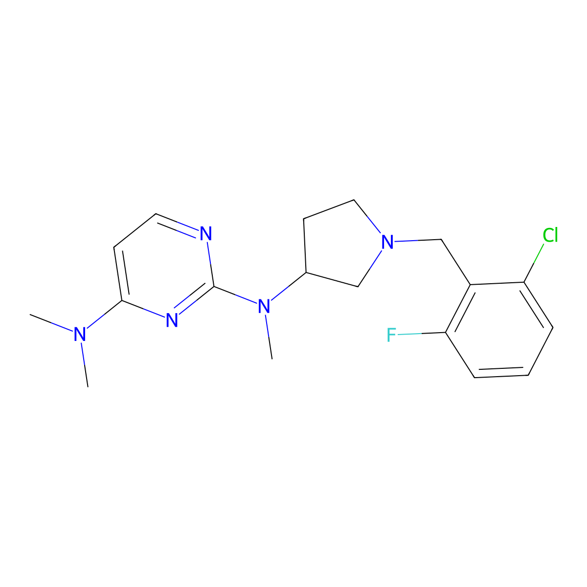 2-N-[1-[(2-chloro-6-fluorophenyl)methyl]pyrrolidin-3-yl]-2-N,4-N,4-N-trimethylpyrimidine-2,4-diamine molecular structure, CAS 3030783-78-6