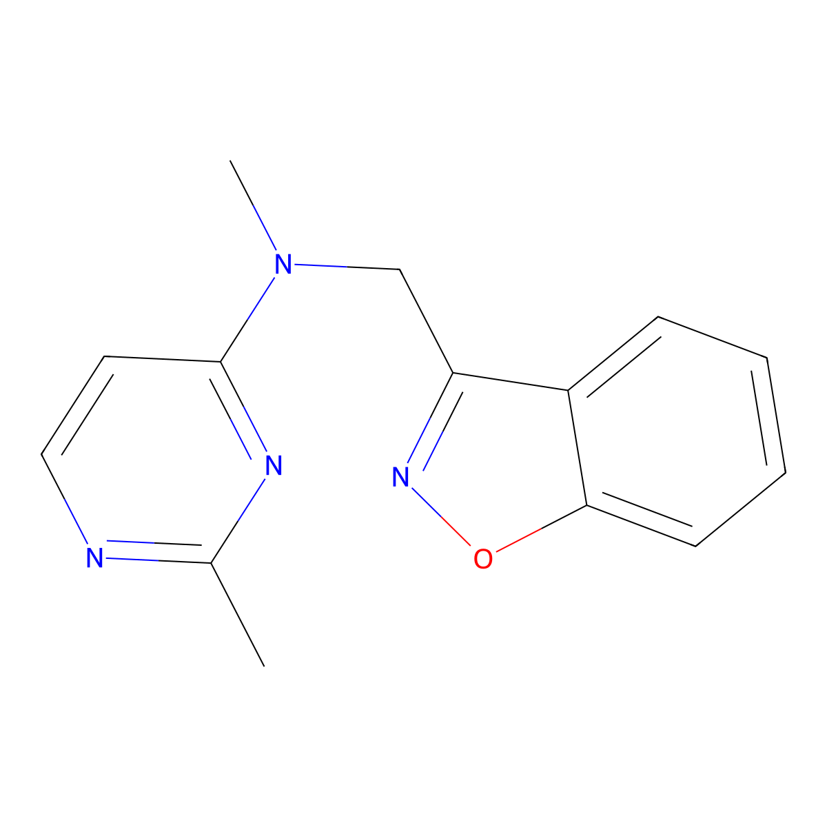 N-[(1,2-benzoxazol-3-yl)methyl]-N,2-dimethylpyrimidin-4-amine molecular structure, CAS 3030783-79-7