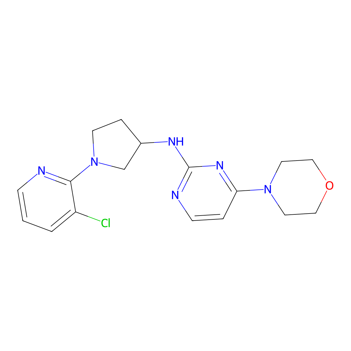 N-[1-(3-chloropyridin-2-yl)pyrrolidin-3-yl]-4-(morpholin-4-yl)pyrimidin-2-amine molecular structure, CAS 3030783-80-0
