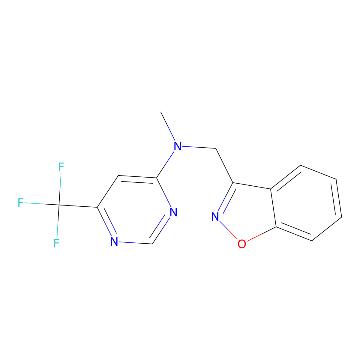 N-[(1,2-benzoxazol-3-yl)methyl]-N-methyl-6-(trifluoromethyl)pyrimidin-4-amine molecular structure, CAS 3030783-81-1