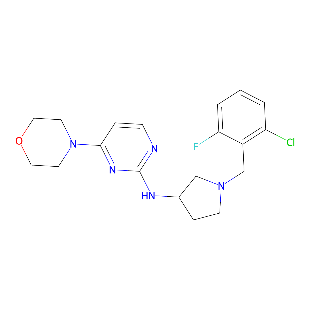N-{1-[(2-chloro-6-fluorophenyl)methyl]pyrrolidin-3-yl}-4-(morpholin-4-yl)pyrimidin-2-amine molecular structure, CAS 3030783-83-3
