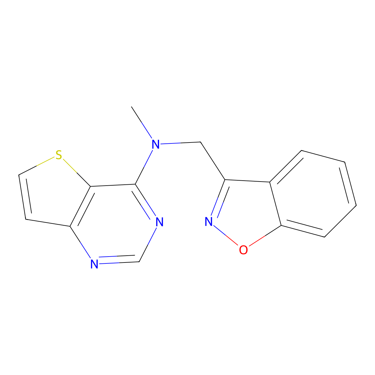 N-[(1,2-benzoxazol-3-yl)methyl]-N-methylthieno[3,2-d]pyrimidin-4-amine molecular structure, CAS 3030783-84-4