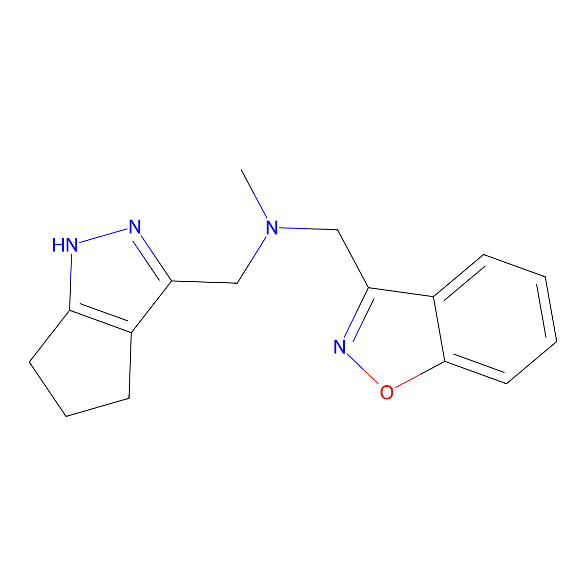 [(1,2-benzoxazol-3-yl)methyl]({1H,4H,5H,6H-cyclopenta[c]pyrazol-3-yl}methyl)methylamine molecular structure, CAS 3030783-87-7