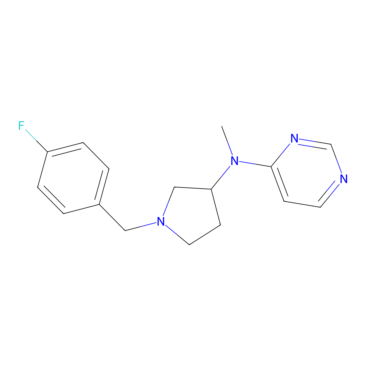 N-{1-[(4-fluorophenyl)methyl]pyrrolidin-3-yl}-N-methylpyrimidin-4-amine molecular structure, CAS 3030783-89-9