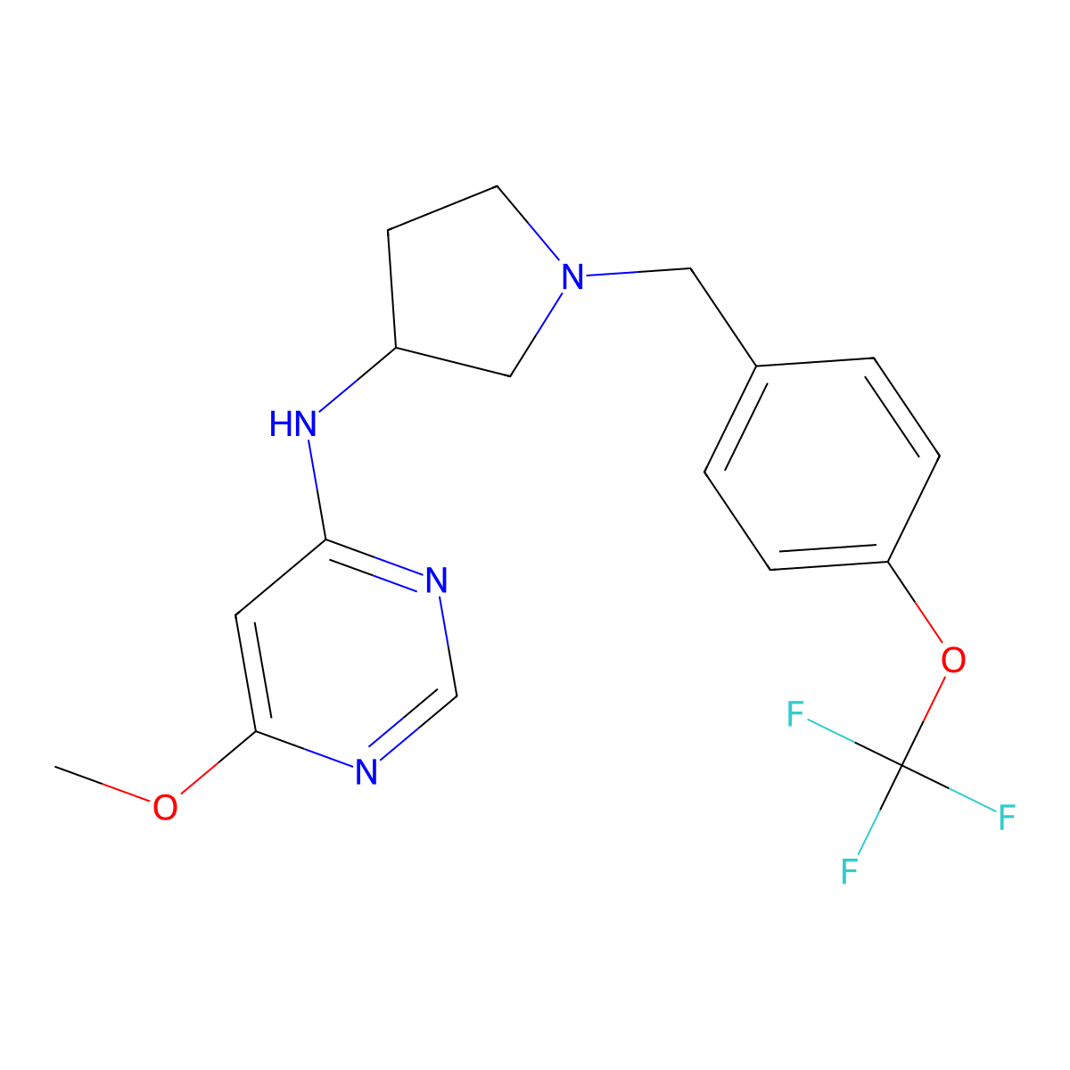 6-methoxy-N-(1-{[4-(trifluoromethoxy)phenyl]methyl}pyrrolidin-3-yl)pyrimidin-4-amine molecular structure, CAS 3030783-95-7