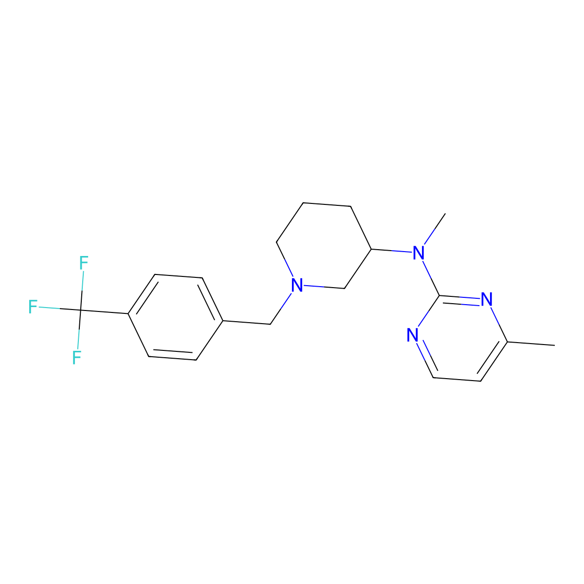 N,4-dimethyl-N-(1-{[4-(trifluoromethyl)phenyl]methyl}piperidin-3-yl)pyrimidin-2-amine molecular structure, CAS 3030784-11-0