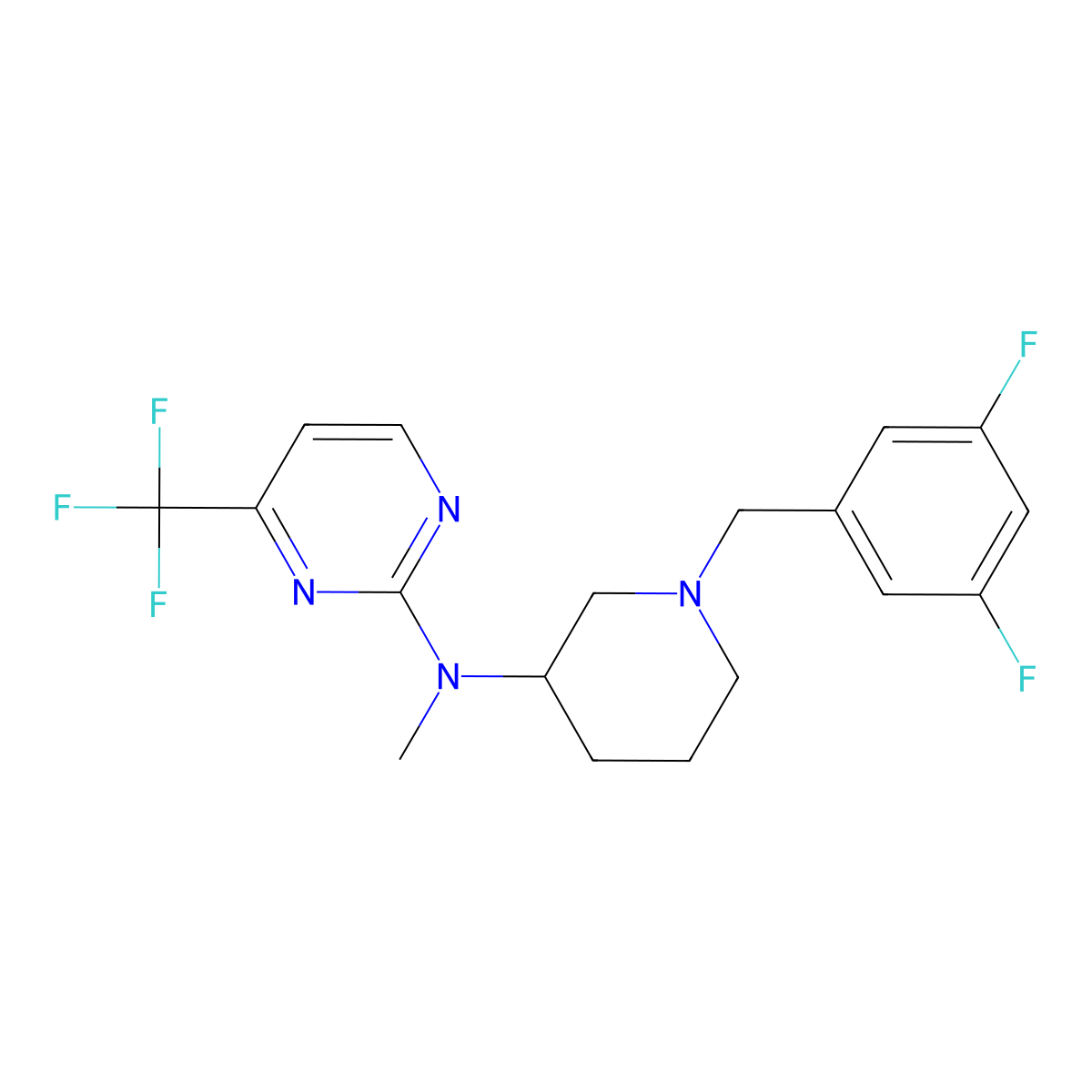 N-{1-[(3,5-difluorophenyl)methyl]piperidin-3-yl}-N-methyl-4-(trifluoromethyl)pyrimidin-2-amine molecular structure, CAS 3030784-14-3