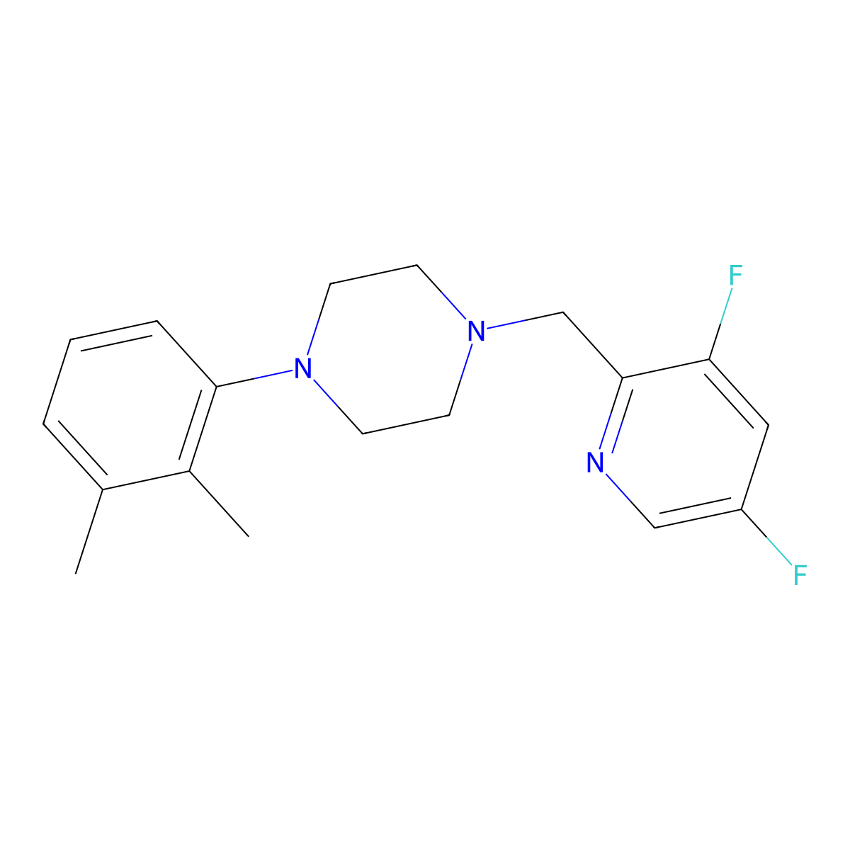 1-[(3,5-Difluoropyridin-2-yl)methyl]-4-(2,3-dimethylphenyl)piperazine molecular structure, CAS 3030784-15-4