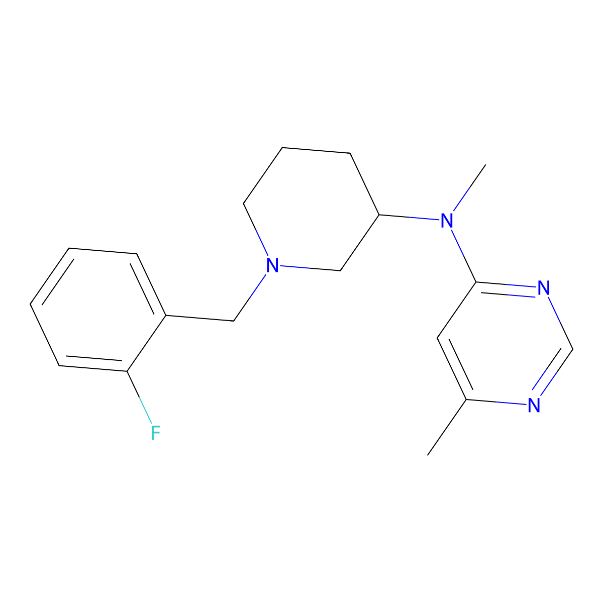 N-{1-[(2-fluorophenyl)methyl]piperidin-3-yl}-N,6-dimethylpyrimidin-4-amine molecular structure, CAS 3030784-21-2