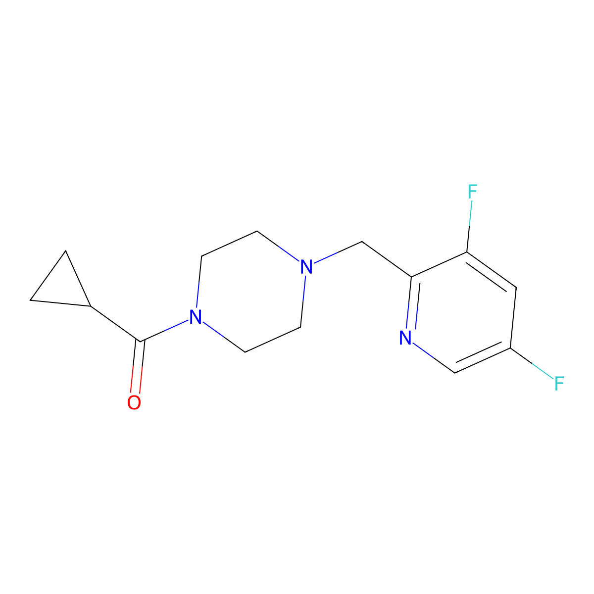 1-Cyclopropanecarbonyl-4-[(3,5-difluoropyridin-2-yl)methyl]piperazine molecular structure, CAS 3030784-22-3