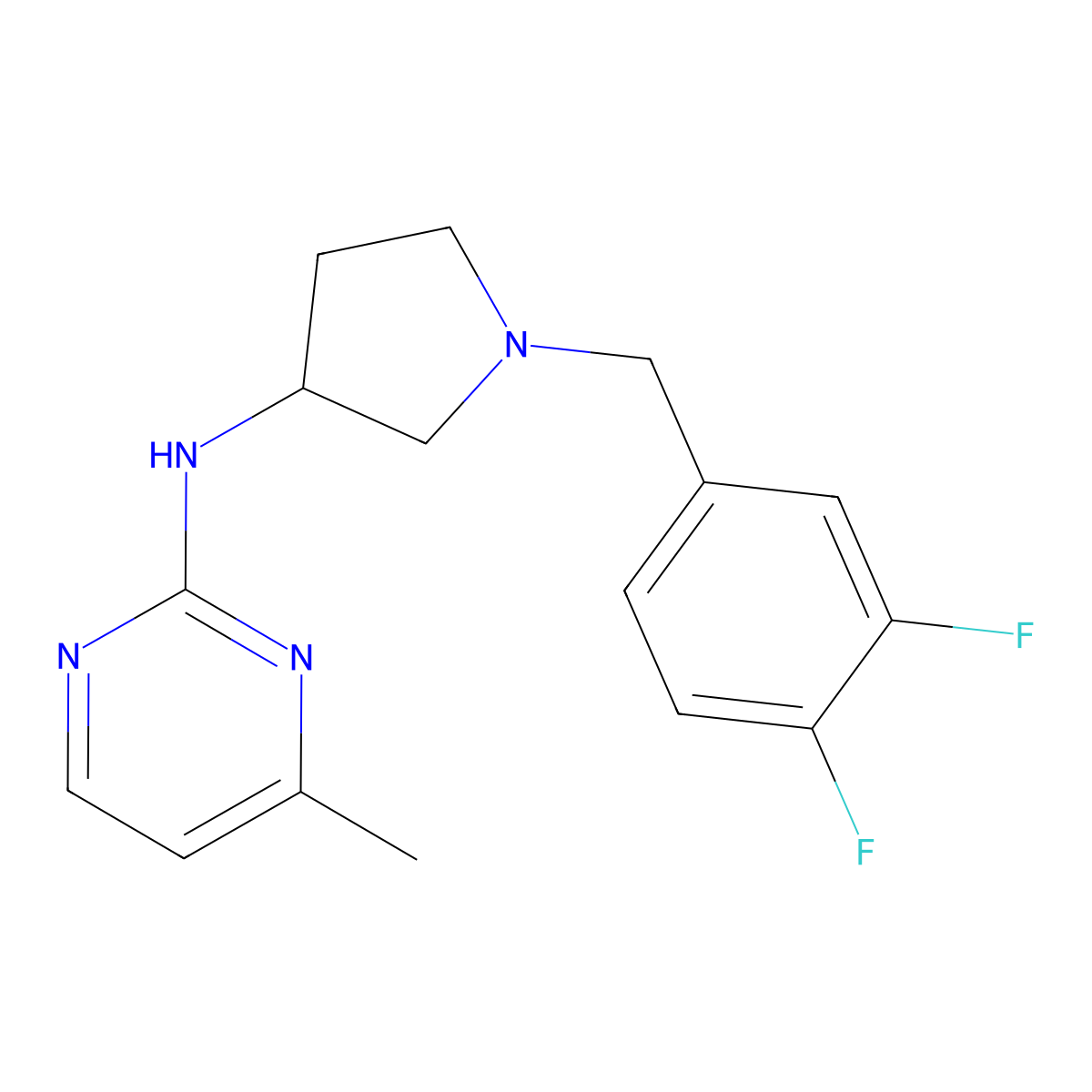 N-{1-[(3,4-difluorophenyl)methyl]pyrrolidin-3-yl}-4-methylpyrimidin-2-amine molecular structure, CAS 3030784-27-8