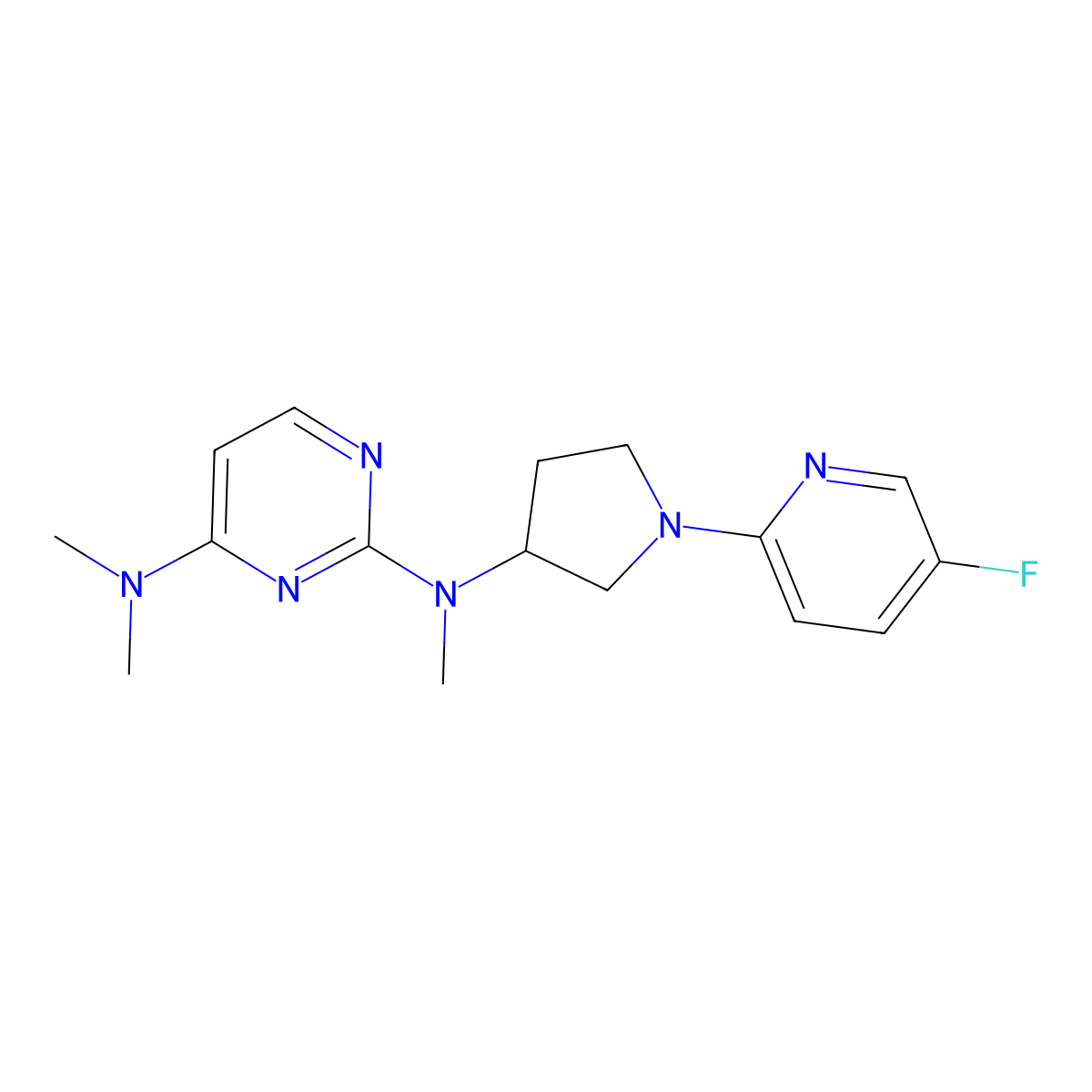 N2-[1-(5-fluoropyridin-2-yl)pyrrolidin-3-yl]-N2,N4,N4-trimethylpyrimidine-2,4-diamine molecular structure, CAS 3030784-30-3