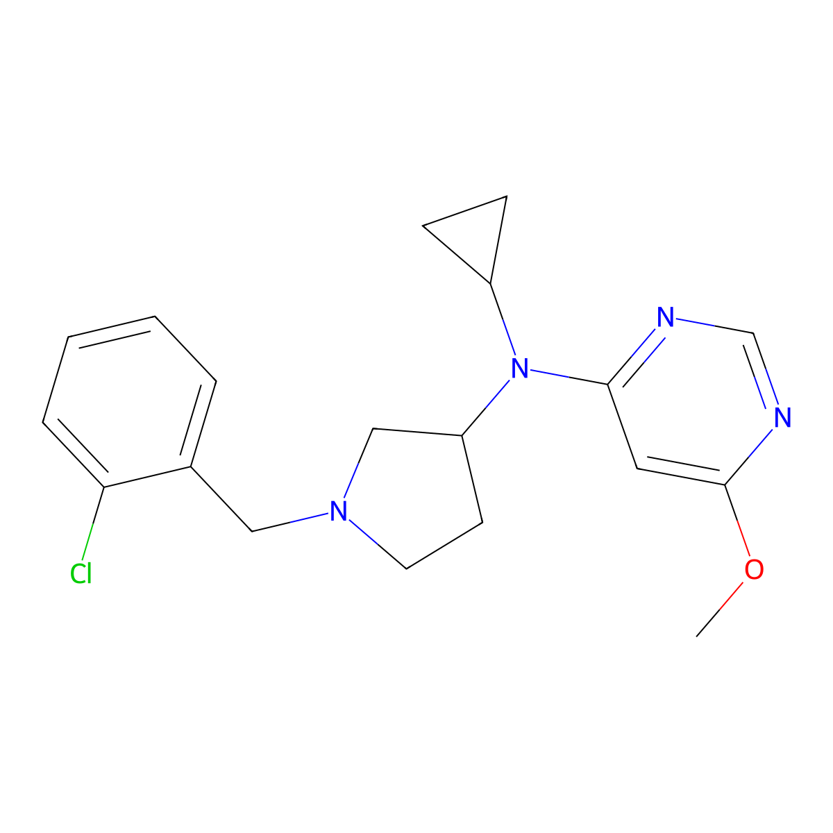 N-{1-[(2-chlorophenyl)methyl]pyrrolidin-3-yl}-N-cyclopropyl-6-methoxypyrimidin-4-amine molecular structure, CAS 3030784-46-1