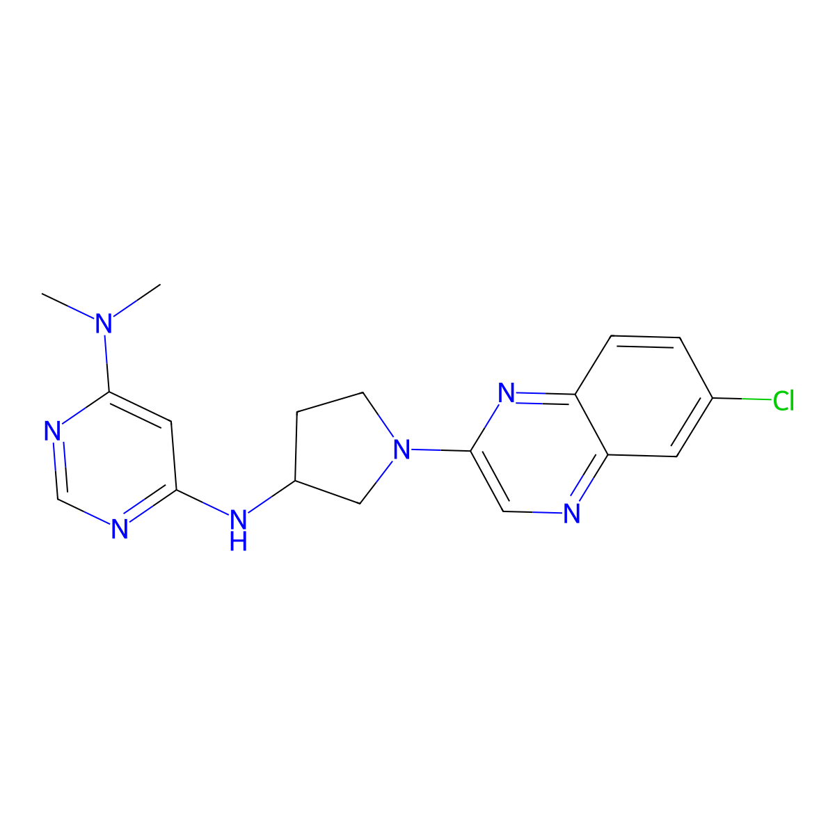 N6-[1-(6-chloroquinoxalin-2-yl)pyrrolidin-3-yl]-N4,N4-dimethylpyrimidine-4,6-diamine molecular structure, CAS 3030784-49-4