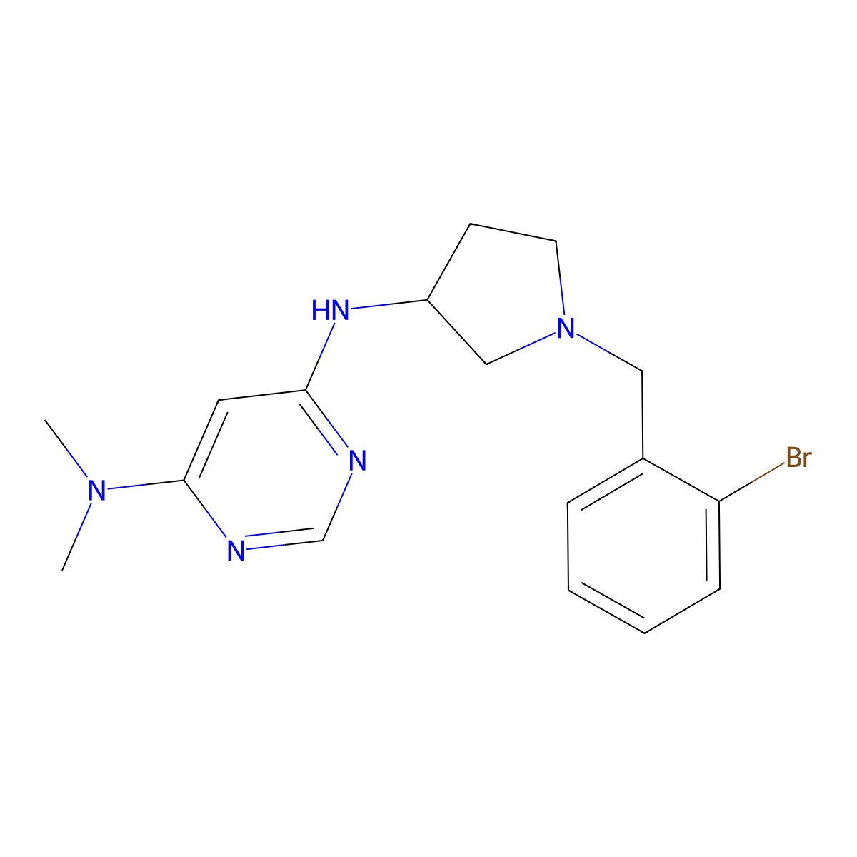 N6-{1-[(2-bromophenyl)methyl]pyrrolidin-3-yl}-N4,N4-dimethylpyrimidine-4,6-diamine molecular structure, CAS 3030784-50-7