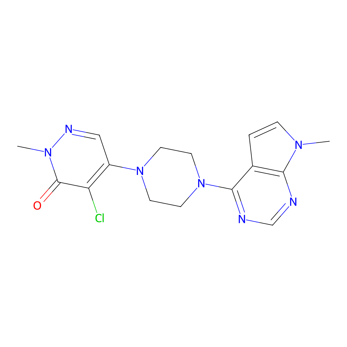 4-chloro-2-methyl-5-(4-{7-methyl-7H-pyrrolo[2,3-d]pyrimidin-4-yl}piperazin-1-yl)-2,3-dihydropyridazin-3-one molecular structure, CAS 3030784-65-4