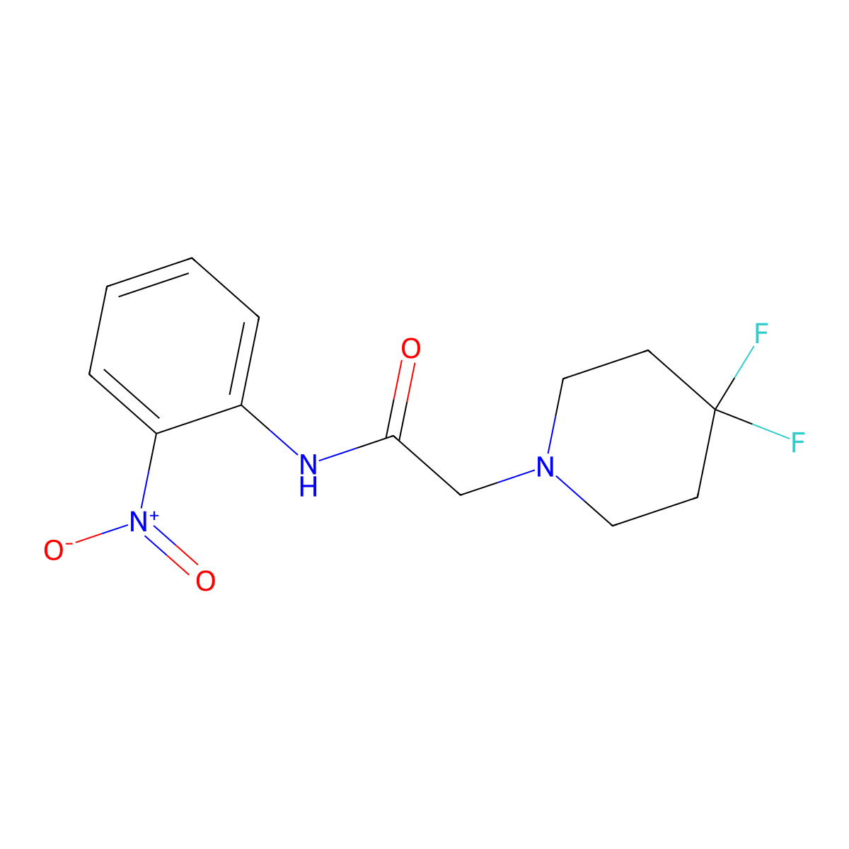 2-(4,4-difluoropiperidin-1-yl)-N-(2-nitrophenyl)acetamide molecular structure, CAS 3030784-66-5