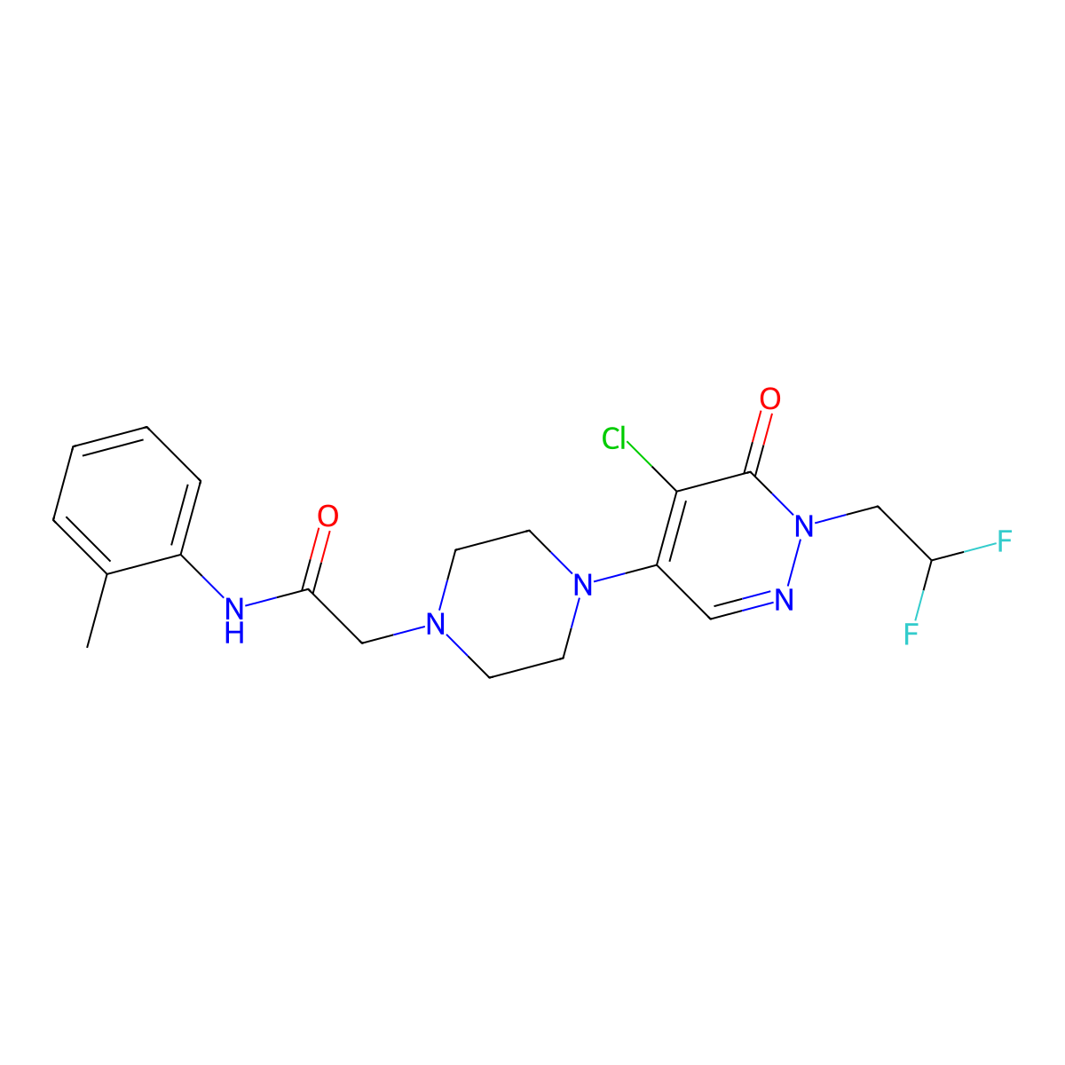 2-{4-[5-chloro-1-(2,2-difluoroethyl)-6-oxo-1,6-dihydropyridazin-4-yl]piperazin-1-yl}-N-(2-methylphenyl)acetamide molecular structure, CAS 3030784-73-4