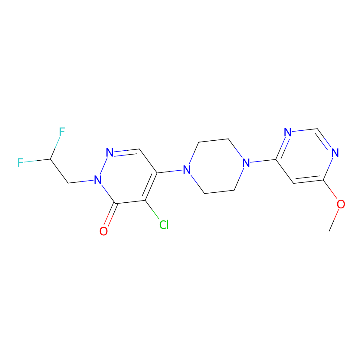 4-Chloro-2-(2,2-difluoroethyl)-5-[4-(6-methoxypyrimidin-4-yl)piperazin-1-yl]-2,3-dihydropyridazin-3-one molecular structure, CAS 3030784-77-8
