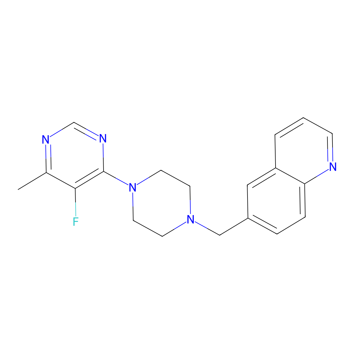 6-{[4-(5-Fluoro-6-methylpyrimidin-4-yl)piperazin-1-yl]methyl}quinoline molecular structure, CAS 3030784-82-5