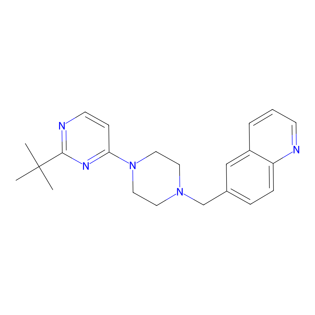 6-{[4-(2-Tert-butylpyrimidin-4-yl)piperazin-1-yl]methyl}quinoline molecular structure, CAS 3030784-85-8