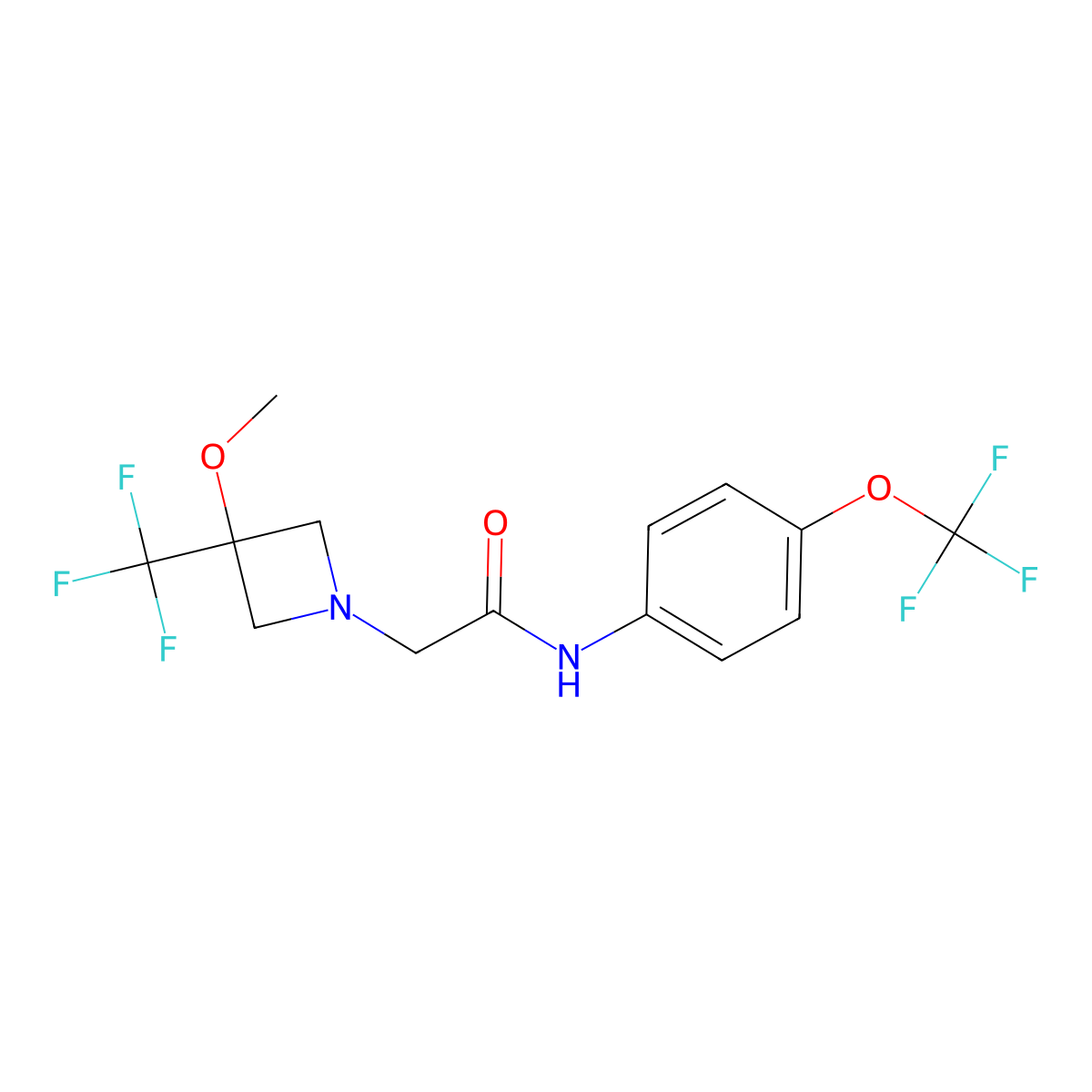 2-[3-methoxy-3-(trifluoromethyl)azetidin-1-yl]-N-[4-(trifluoromethoxy)phenyl]acetamide molecular structure, CAS 3030784-89-2