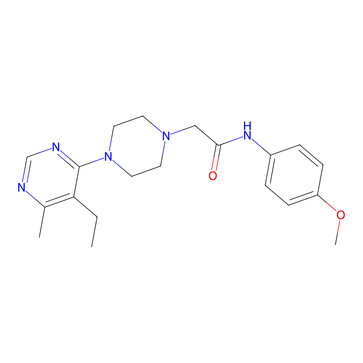 2-[4-(5-ethyl-6-methylpyrimidin-4-yl)piperazin-1-yl]-N-(4-methoxyphenyl)acetamide molecular structure, CAS 3030784-92-7