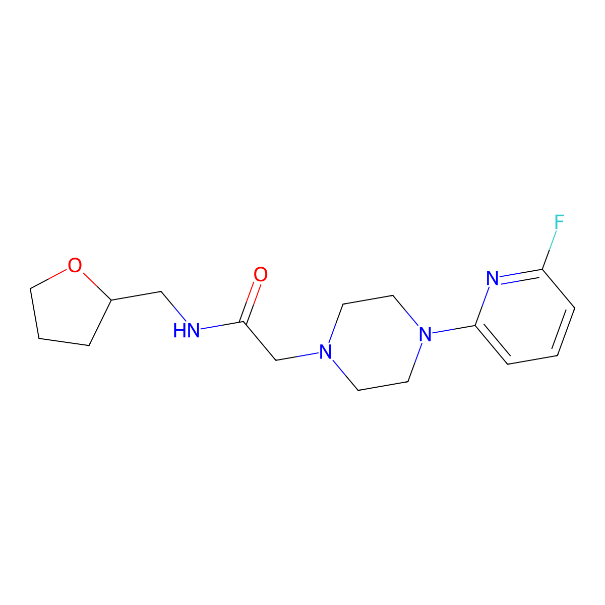 2-[4-(6-fluoropyridin-2-yl)piperazin-1-yl]-N-[(oxolan-2-yl)methyl]acetamide molecular structure, CAS 3030784-94-9