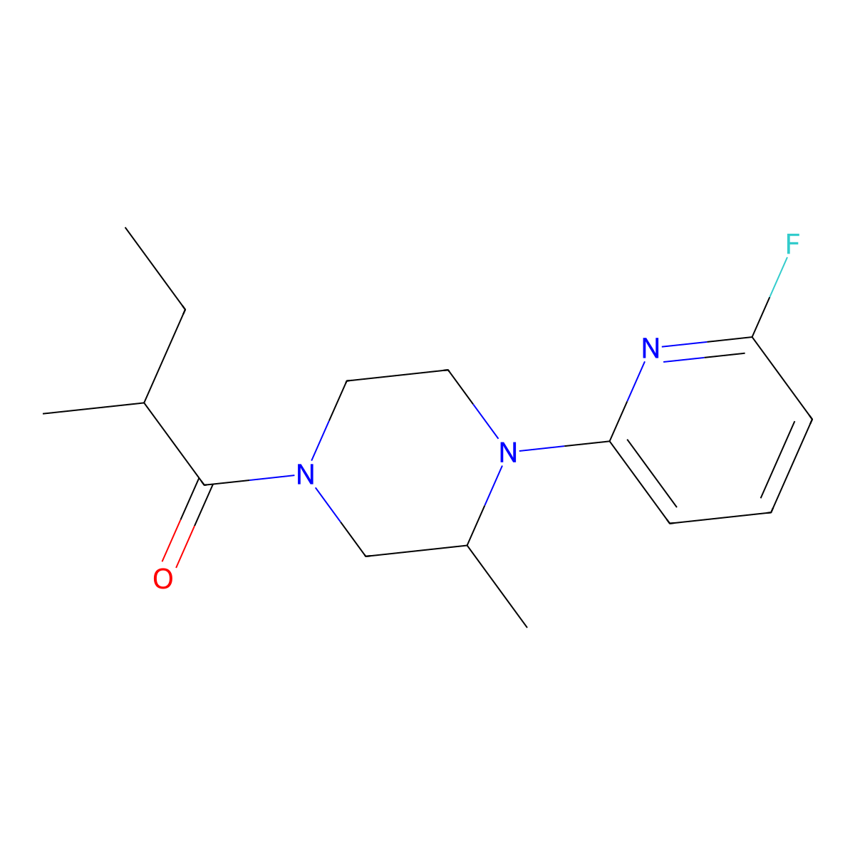 1-[4-(6-Fluoropyridin-2-yl)-3-methylpiperazin-1-yl]-2-methylbutan-1-one molecular structure, CAS 3030784-96-1