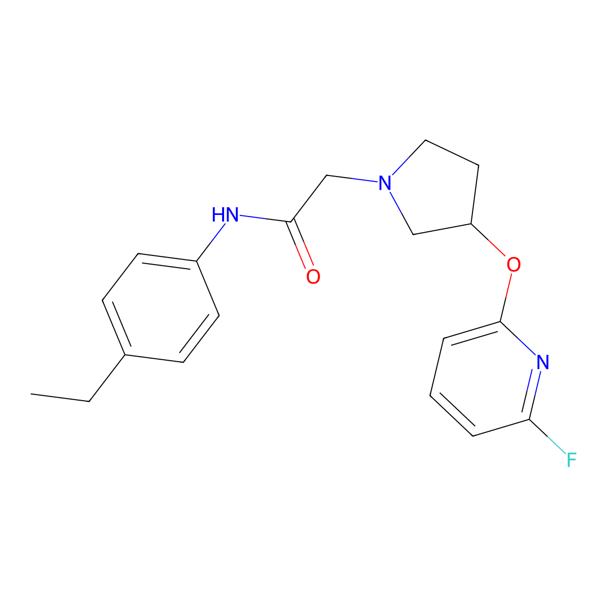N-(4-ethylphenyl)-2-{3-[(6-fluoropyridin-2-yl)oxy]pyrrolidin-1-yl}acetamide molecular structure, CAS 3030785-05-5
