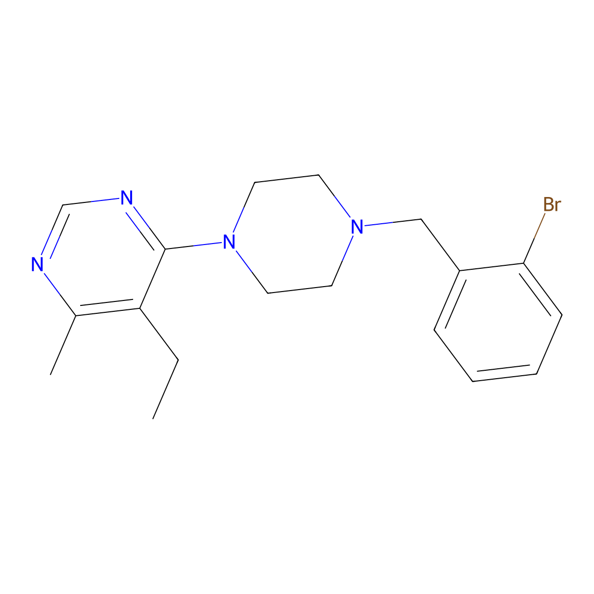4-[4-[(2-Bromophenyl)methyl]piperazin-1-yl]-5-ethyl-6-methylpyrimidine molecular structure, CAS 3030789-32-0