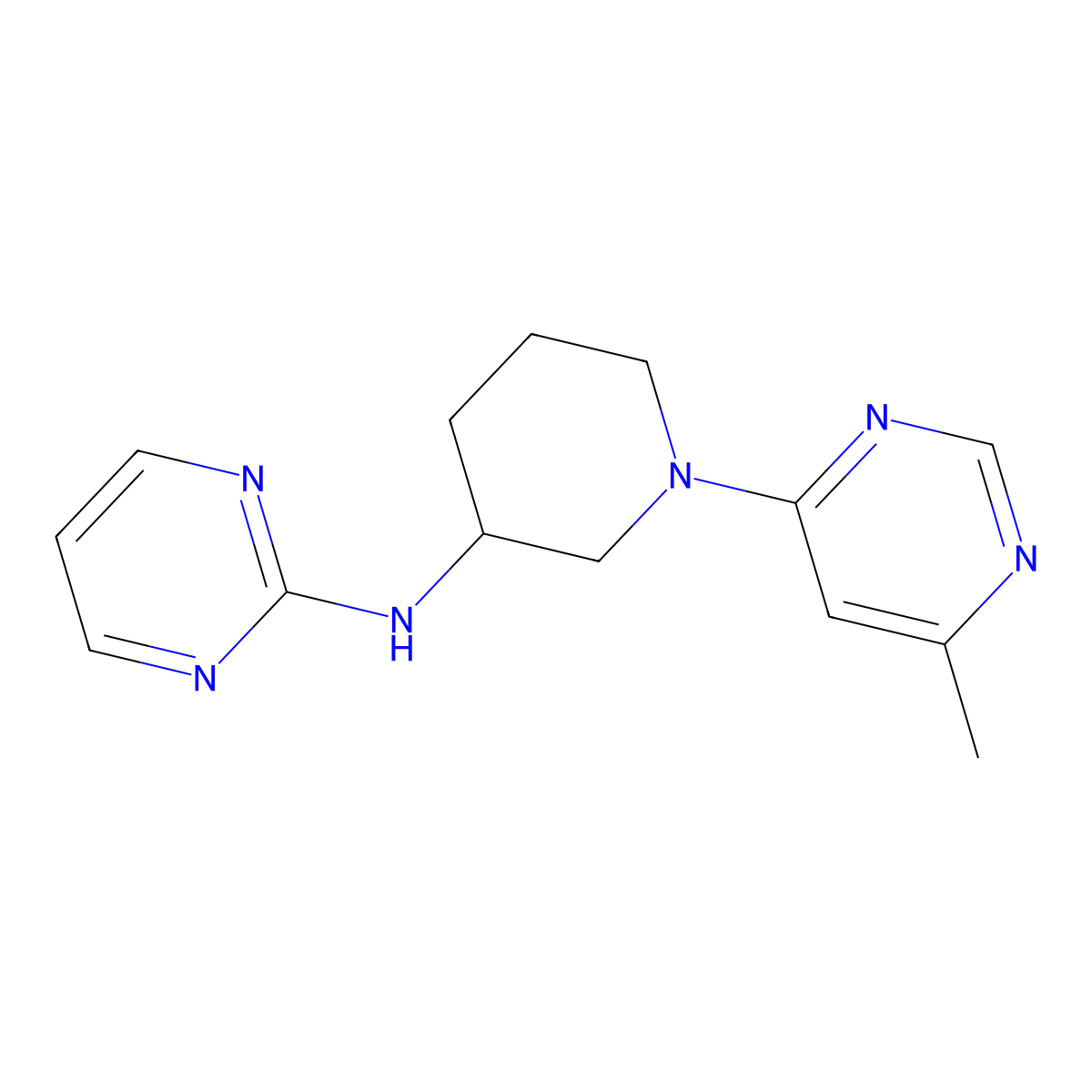 N-[1-(6-methylpyrimidin-4-yl)piperidin-3-yl]pyrimidin-2-amine molecular structure, CAS 3030789-36-4