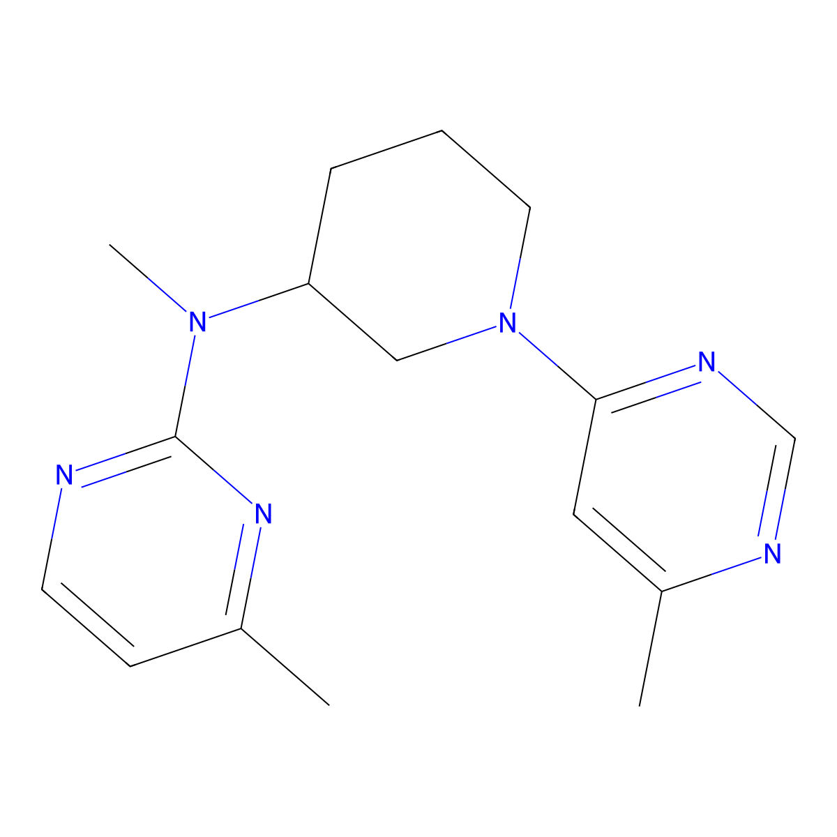 N,4-dimethyl-N-[1-(6-methylpyrimidin-4-yl)piperidin-3-yl]pyrimidin-2-amine molecular structure, CAS 3030789-68-2