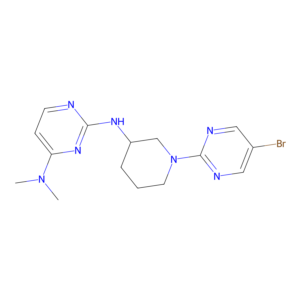 N2-[1-(5-bromopyrimidin-2-yl)piperidin-3-yl]-N4,N4-dimethylpyrimidine-2,4-diamine molecular structure, CAS 3030789-83-1